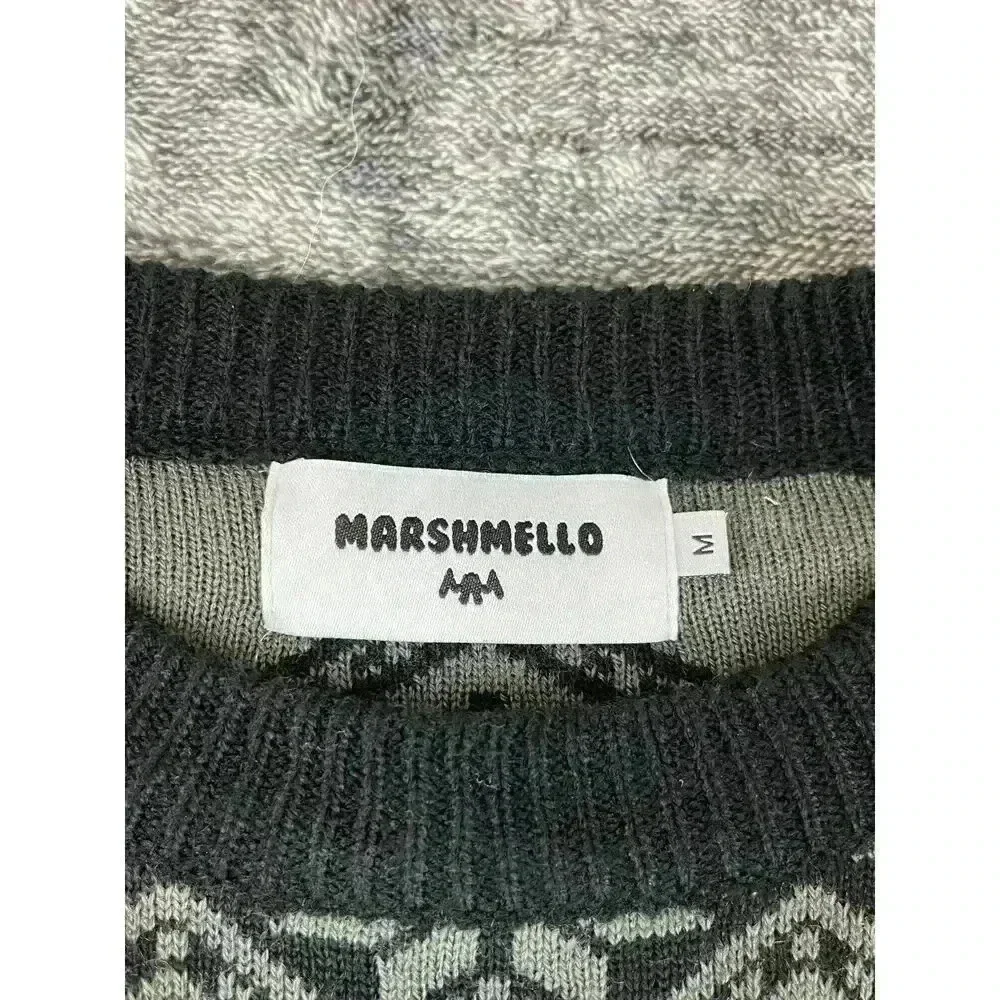 Marshmellow Sleigh All Day Christmas Holiday Sweater Black Gray Size M